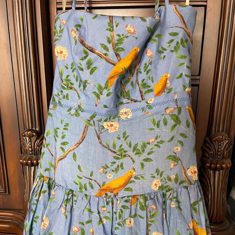 Agua by Agua Bendita Lima Printed Tiered Linen Maxi Dress